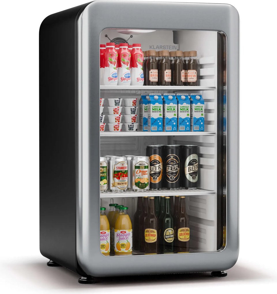 Klarstein Audrey Evo chladnička na nápoje, Retro dizajn, sklenené dvere, 113 L, EEK C