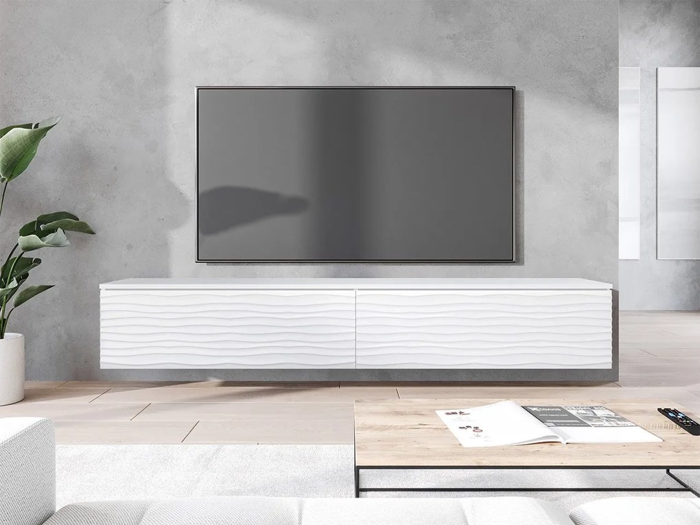 TV stolík/skrinka Dlone 180 MDF, Farby: čierny grafit / dub wotan, Osvetlenie: bez osvetlenia