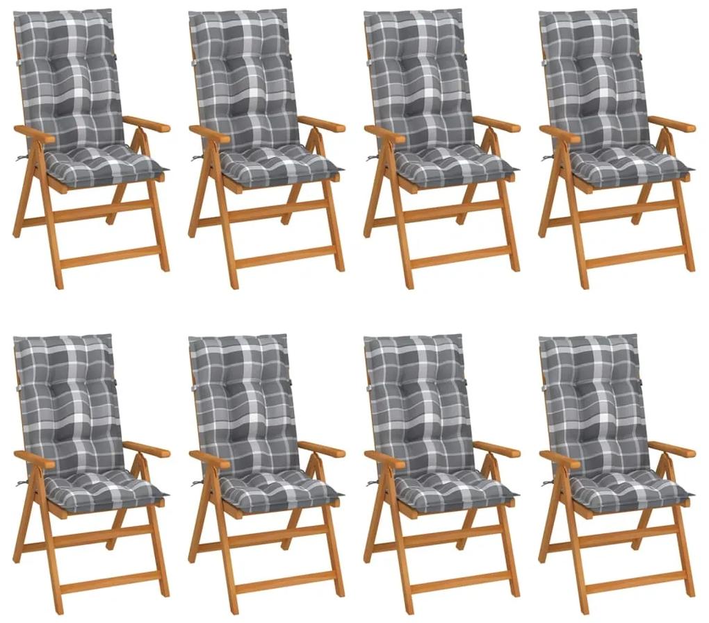 Sklápacie záhradné stoličky s podložkami 8 ks tíkový masív 3072570