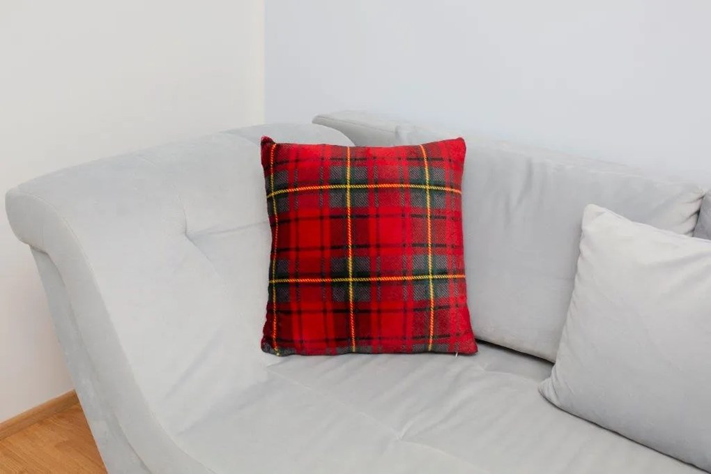 Vankúš FLANEL 45x45 cm - červený/sivý/žltý