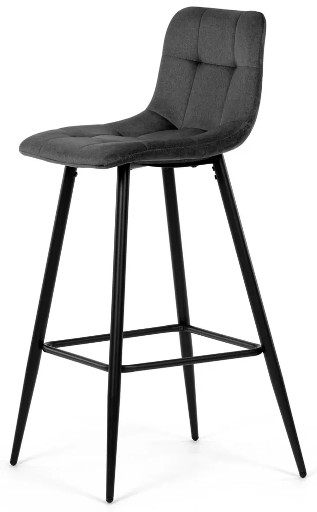 Autronic - Židle barová, šedá látka, čtyřnohá kovová podnož, černý mat - AUB-X7015 GREY2