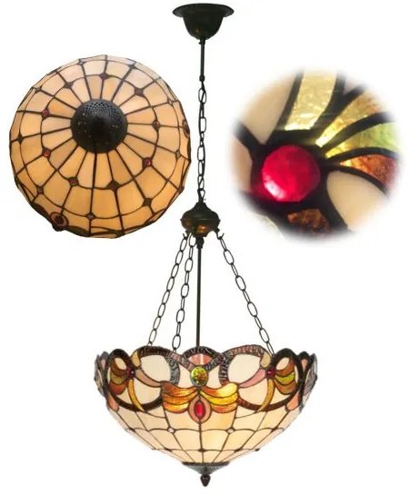 Luster do obývačky Tiffany Reversed vitráž CASIOPEA Ø40 3*E27