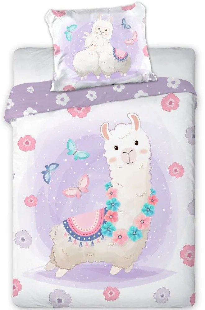 DETSKÉ BAVLNENÉ OBLIEČKY LAMA 100X135 CM, 1KS 40X60 CM VZOROVANÉ