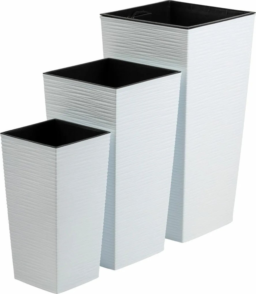 Sada 3 ks květináčů Porto Riflo 57x29,5/46x24,7/36,6x18,9 cm bílá