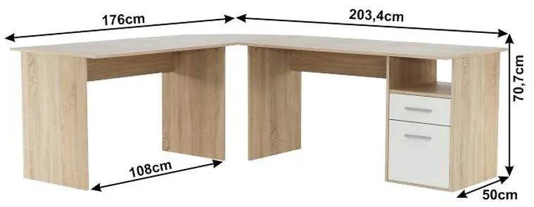 Kondela PC stôl MAURUS NEW MA11, dub sonoma/biela