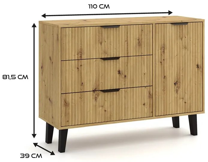 Komoda Sacar 1 (dub artisan). Akcia -20%. Vlastná spoľahlivá doprava až k Vám domov. 1132773