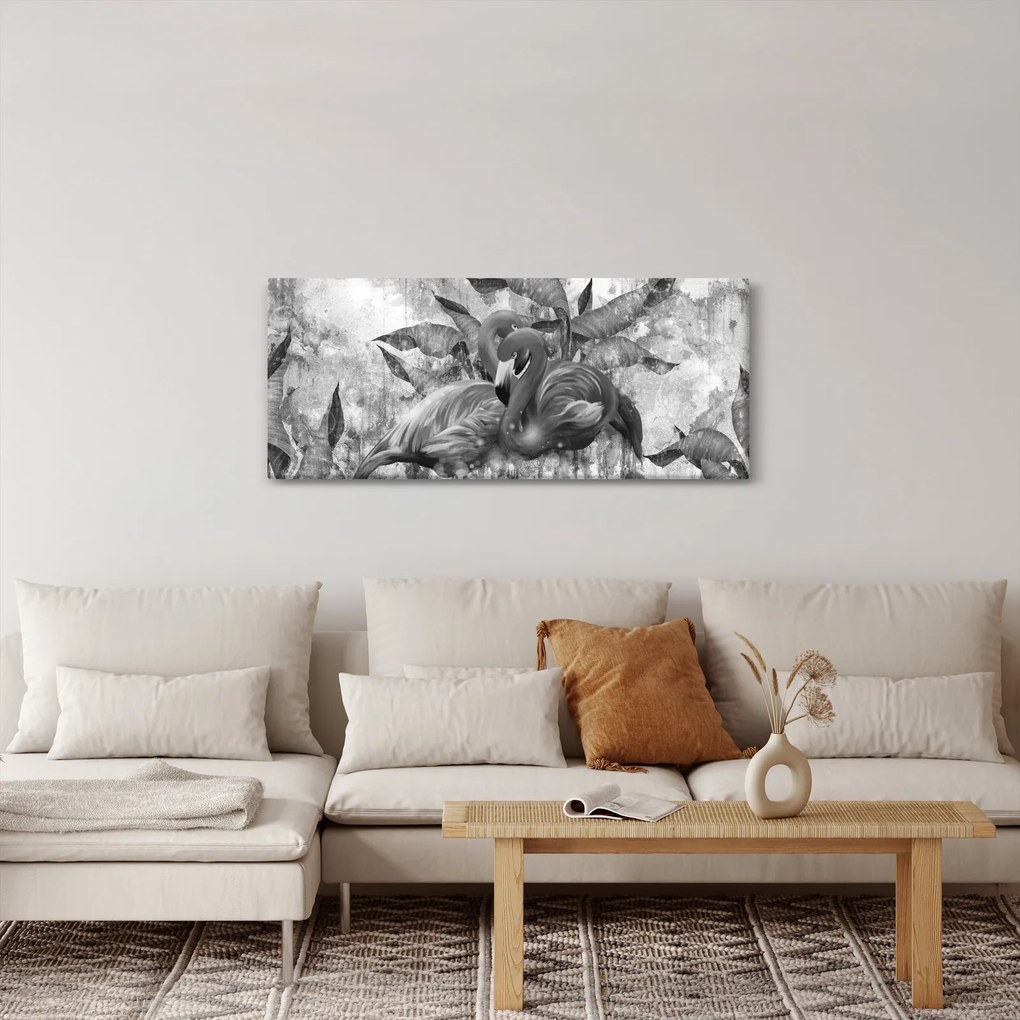 Obraz - Plameniaky graffiti (120x50 cm)
