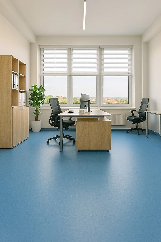 PVC podlaha - lino Flexar PUR 603-10 modrá, na mieru, šíře 2m,4m, modrá, bez podkladu, kancelária, Lentex