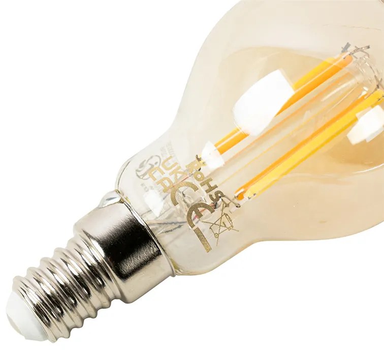 Sada 5 ks Smart E14 stmievateľná v Kelvinovej LED lampe P45 goldline 4,9W 470 lm 1800-4000K