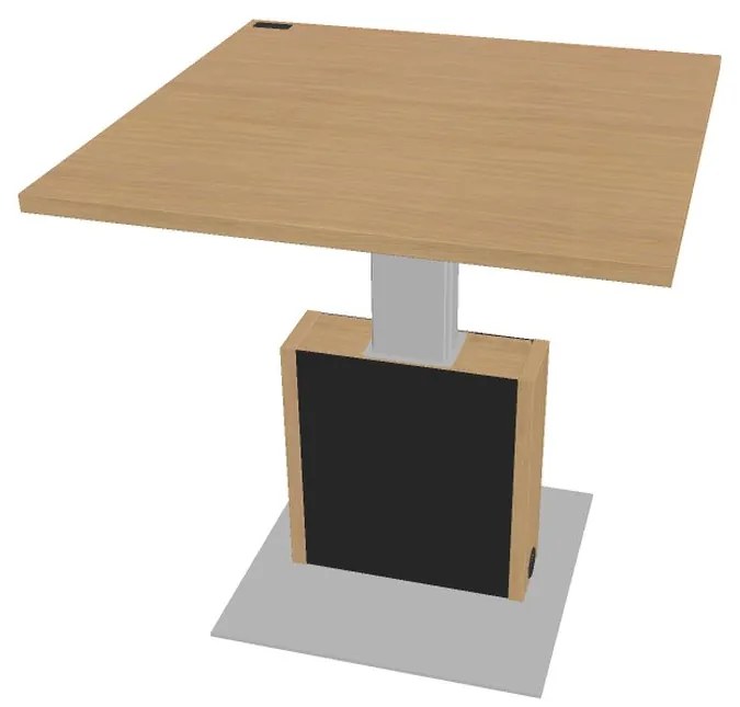 Výškovo nastaviteľný rokovací stôl Verno+ S 120 x 120 cm, dub svetlý / čierna