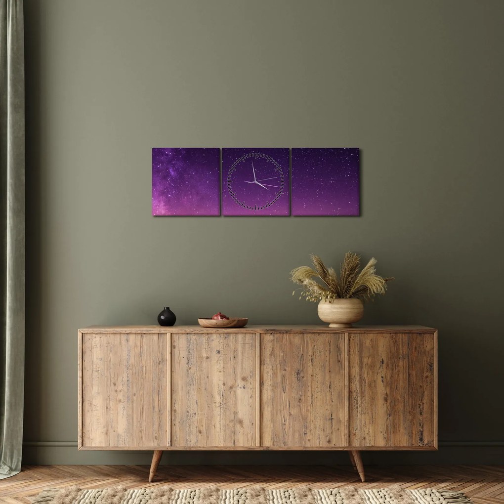 Obraz oblohy s padajúcou hviezdou (s hodinami) (90x30 cm)