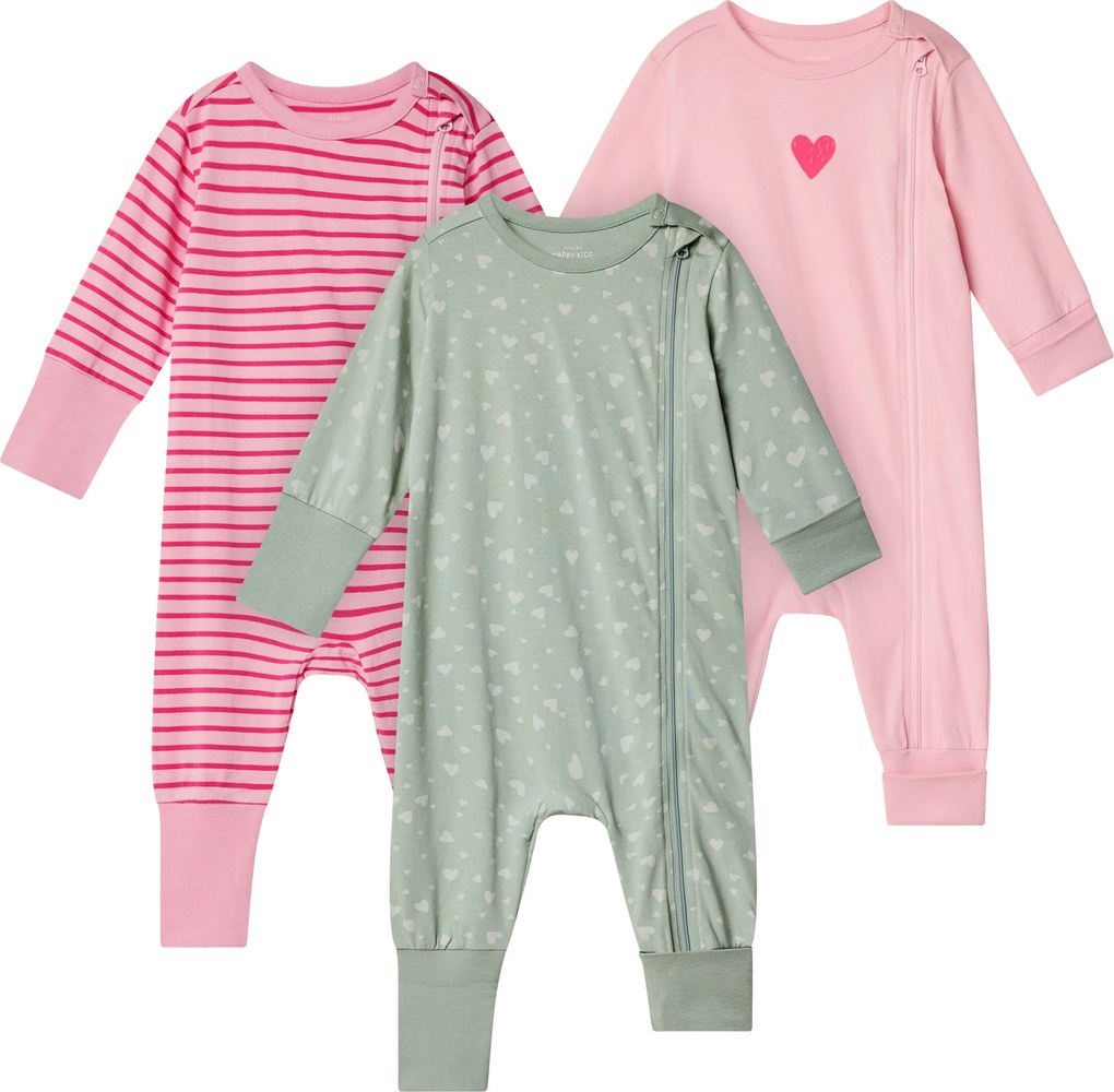 Pyžamá pre bábätko, 3 ks, srdiečka