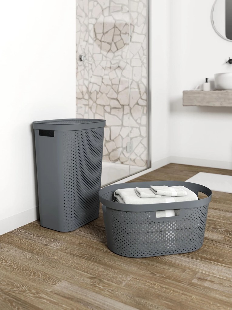 CURVER INFINITY DOTS 39L Kôš na čistú bielizeň 59 x 38 x 27 cm, tmavo sivý 04755-G43
