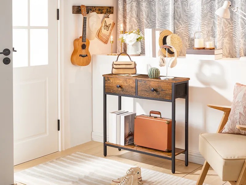 Konzolový stolek Vasagle Slime 75 cm černý/hnědý