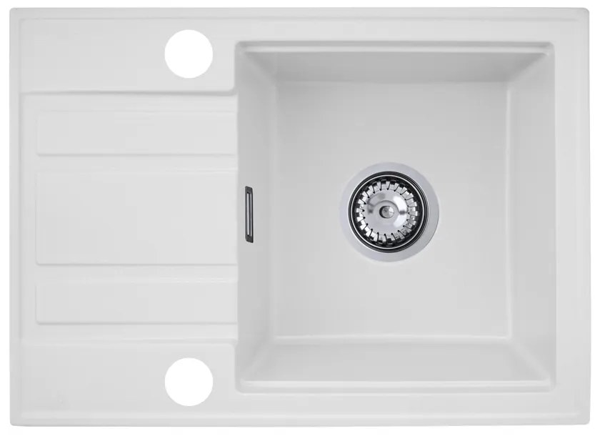 Gamma Modern 6040, 1-komorový granitový drez 580x420x185 mm s krátkym odkvapkávačom, biela, GMA-ZM-6040-WH