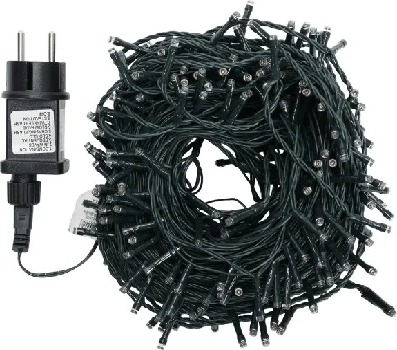 Aigostar – LED vonkajší vianočný svetelný reťazec, 300 LED, 8 režimov, 30 m, IP44, teplá biela
