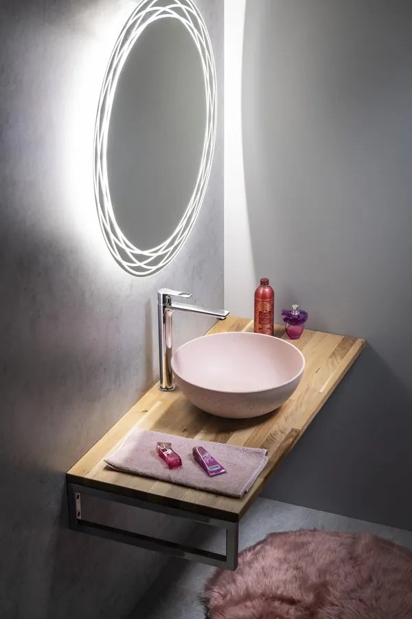 Sapho Sapho, FORMIGO betónové umývadlo na dosku, priemer 39cm, ružová mat, FG321