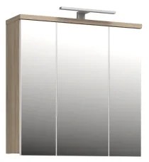 Nástenná kúpeľňová skrinka so zrkadlom VENOM biela/dub sonoma