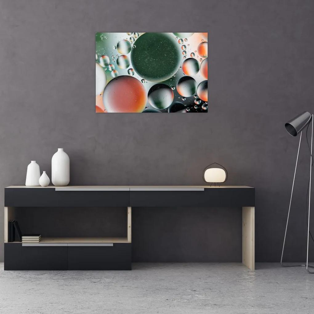 Sklenený obraz abstrakcie - bubliny (70x50 cm)