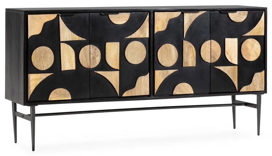 Čierna komoda z mangového dreva 175x90x40 cm Navya – MOME