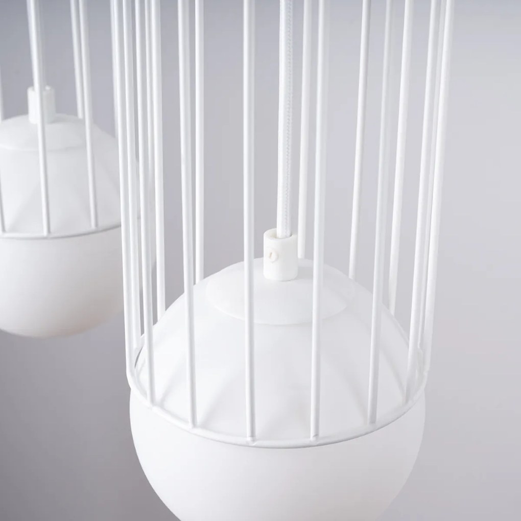 Závesné svietidlo Brina, 3x sklenené/biele kovové tienidlo