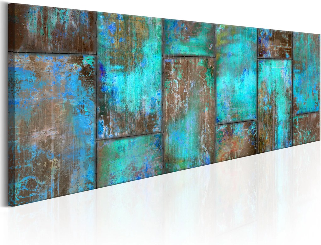 Obraz - Metal Mosaic: Blue 150x50