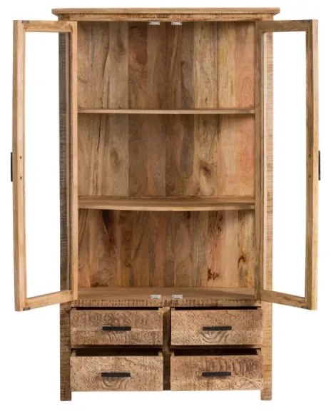 furniture-nabytek.cz - Masívna vitrína z mangového dreva, lakovaná, hnedá – 100×42×180 cm