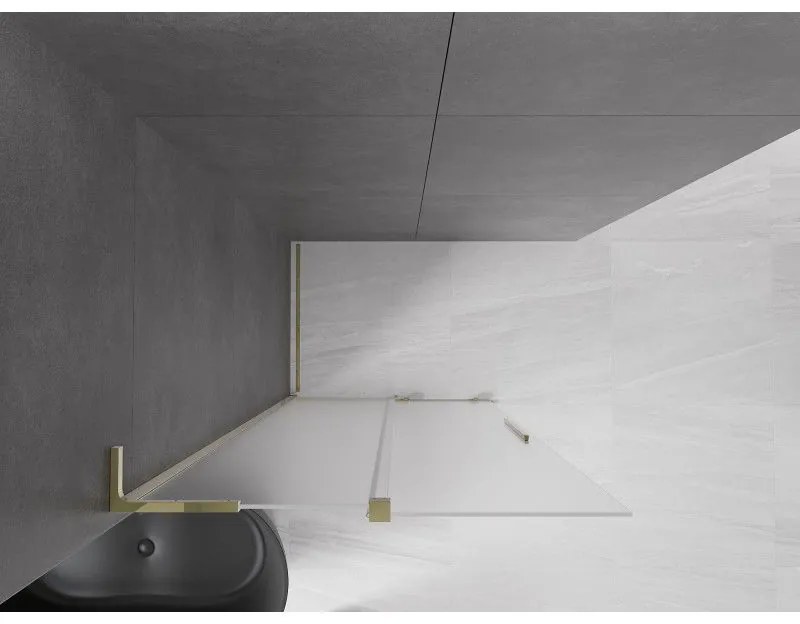 Mexen Velar L, posuvná sprchová zástena Walk-in 110 x 200 cm, 8mm sklo námraza, zlatá lesklá, 871-110-003-33-50