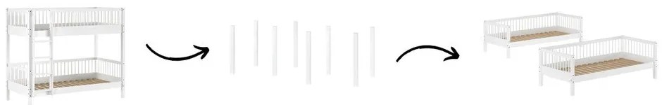 Biela poschodová detská posteľ z bukového dreva 90x200 cm Forrest – Vipack