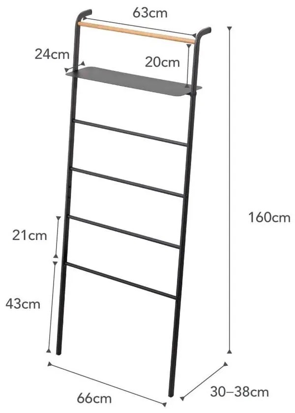 Čierny vešiak s poličkou YAMAZAKI Tower Ladder