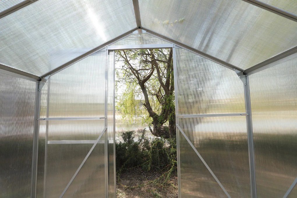 Skleník so základňou BestBerg BBGH‑606S / 3,61 m² / 190 × 190 × 194 cm / strieborná