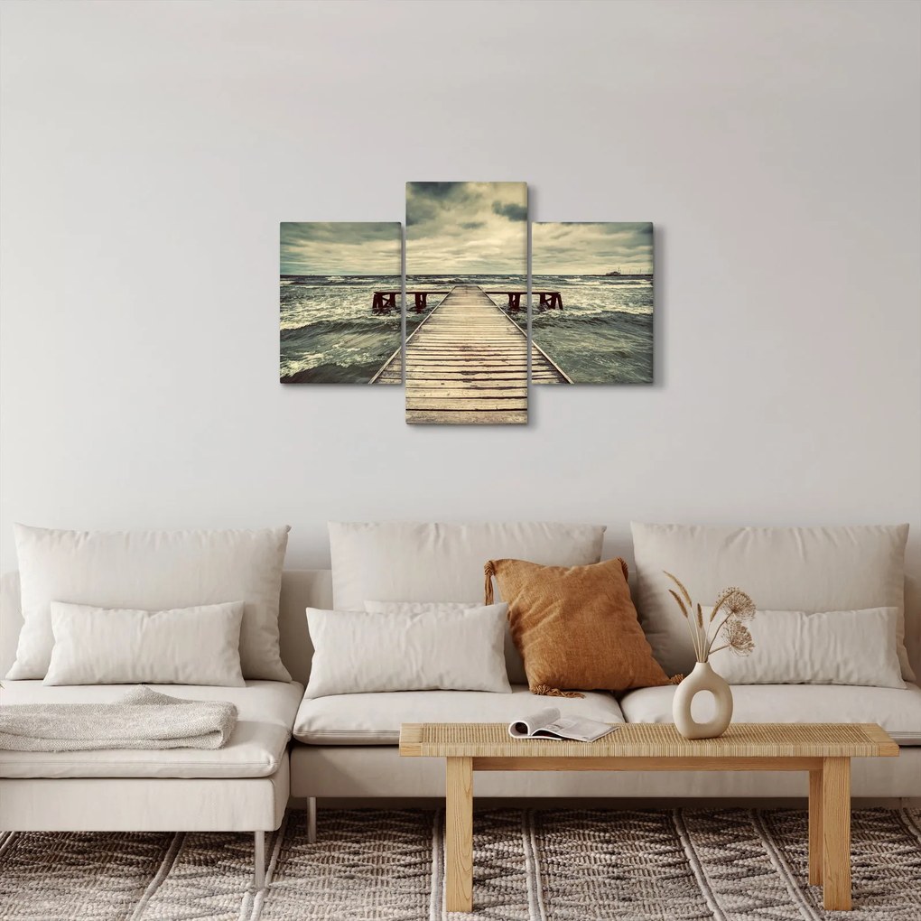 Obraz dreveného móla na mori (90x60 cm)