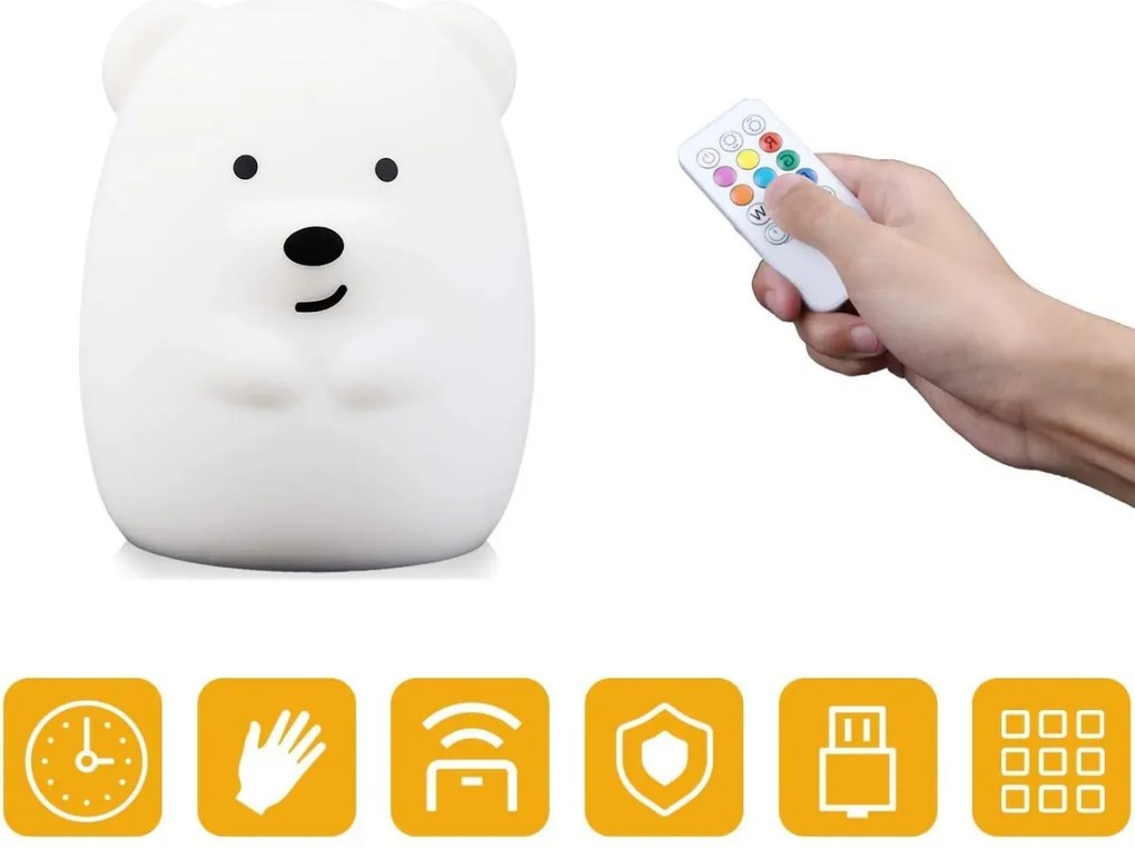 Detská stolná LED lampa Bear biela