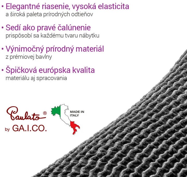 Bielastické poťahy COSTINA antracit sedačka s otomanom vpravo (š. 170 - 300 cm)