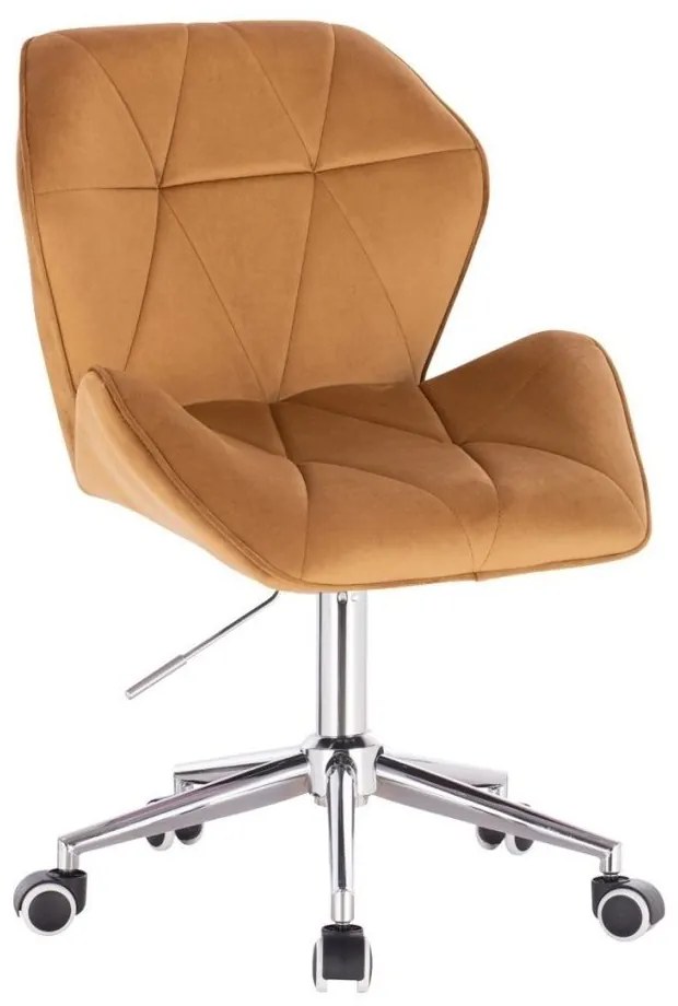LuxuryForm DESIGN Stolička MILANO MAX VELUR na striebornej podstave s kolieskami - hnedá