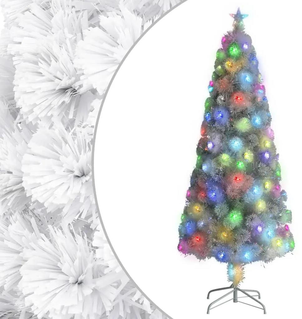 Umelý vianočný stromček s LED biela 210 cm optické vlákno 328452