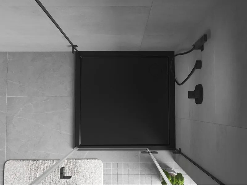 Mexen Flow, štvorcová sprchová vanička slim 100 x 100 cm, čierna matná, 46S701010