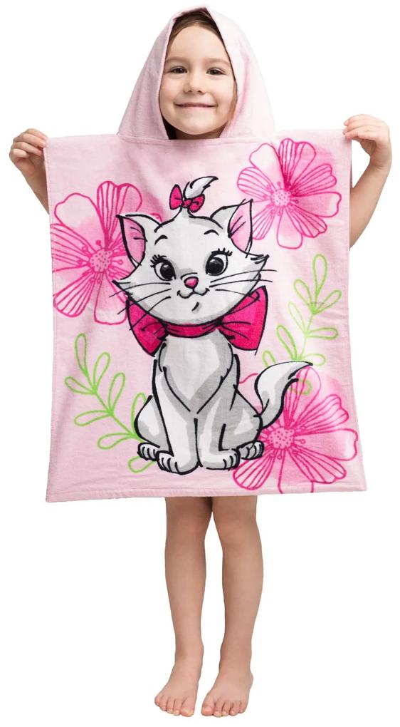 Jerry Fabrics Detské pončo 50x115 cm - Marie Cat "Ružový kvet"