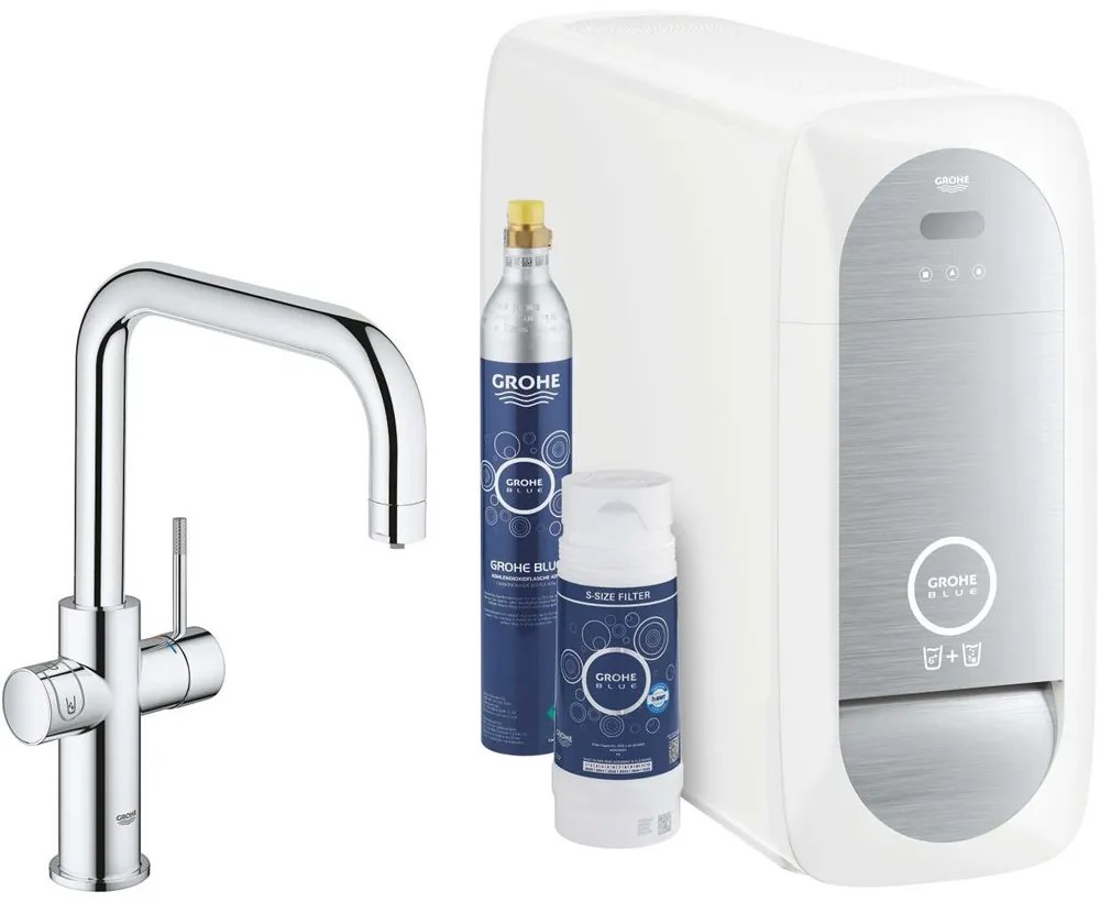 GROHE Blue Home páková drezová batéria Duo s chladiacim zariadením a filtráciou, výška výtoku 277 mm, chróm, 31456001