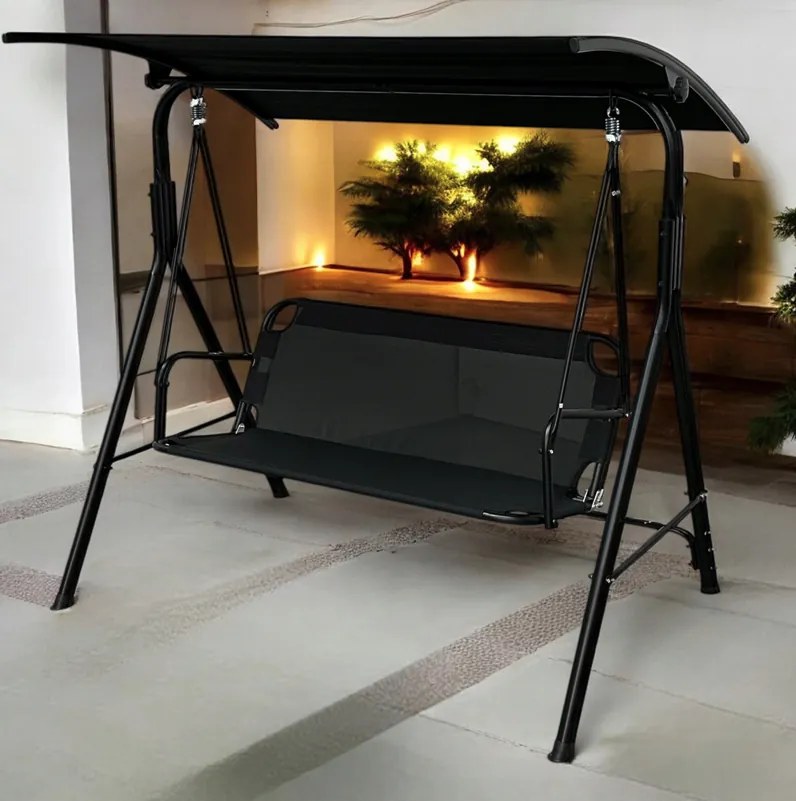 Elegantná záhradná hojdačka pre 3 osoby – čierna