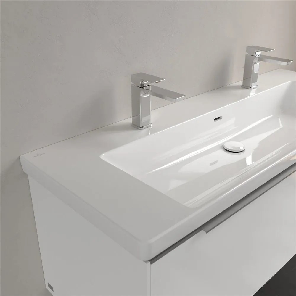 VILLEROY &amp; BOCH Subway 3.0 umývadlo na skrinku s dvomi otvormi, s prepadom, 1300 x 470 mm, biela alpská, s povrchom CeramicPlus, 4A70D4R1