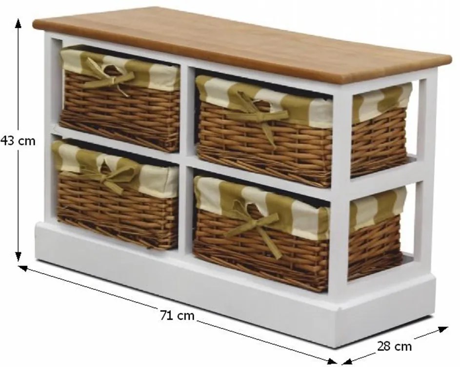 Komoda, biela/medová, GINGER 4