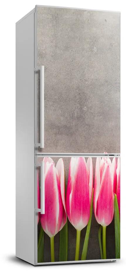 Nálepka fototapeta chladnička Ružové tulipány FridgeStick-70x190-f-102142486