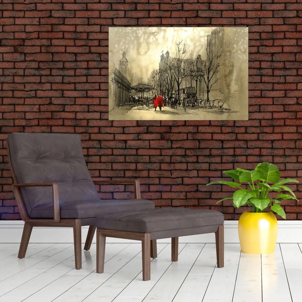 Obraz - Skica mestečka (90x60 cm)