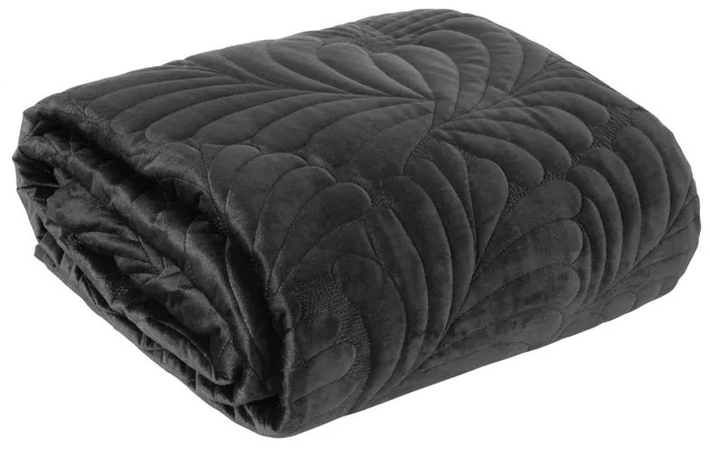 EUROFIRANY Zamatový prehoz, šitý niťou 170 cm x 210 cm čierna 100 % polyester Rozmery textílií: 170 cm x 210 cm