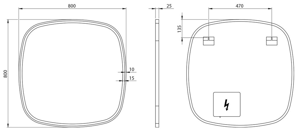 Sapho Sapho, BUTO zrkadlo s LED osvetlením 80x80cm, BU080