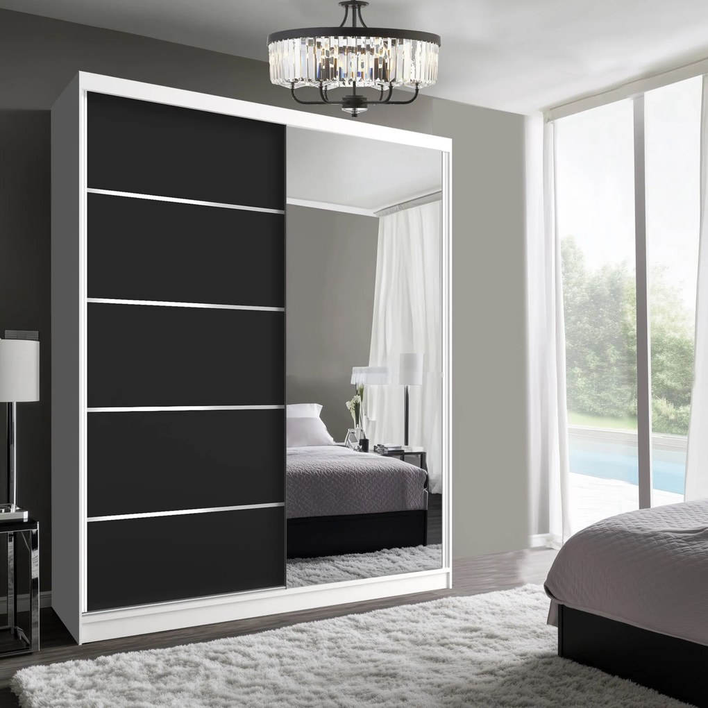 Šatníková skriňa SERENITY 158 cm fekete mat  MBP SERENITY SZP7/0/W/B/0/HIAL