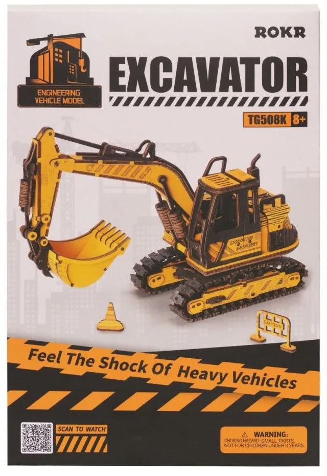 Robotime Rokr 3D dřevěné puzzle Bagr 395 ks