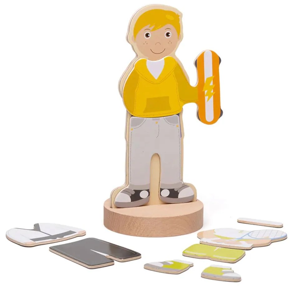 Bigjigs Toys magnetické obliekacie puzzle Športové aktivity