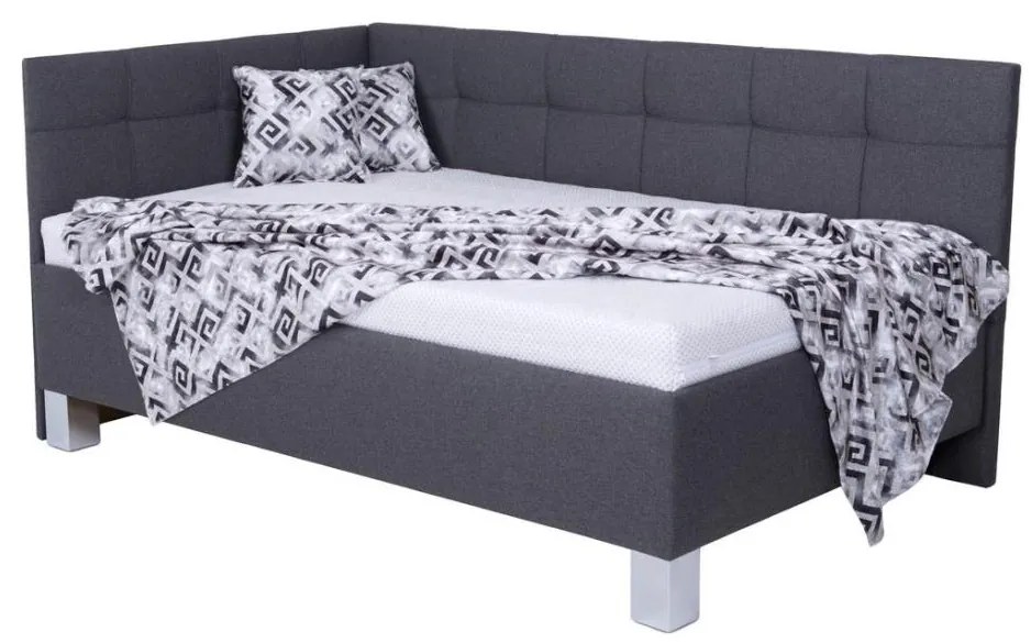 Čalúnená posteľ MARIA PETITE 120x200 cm s matracom a úložným priestorom, sivá